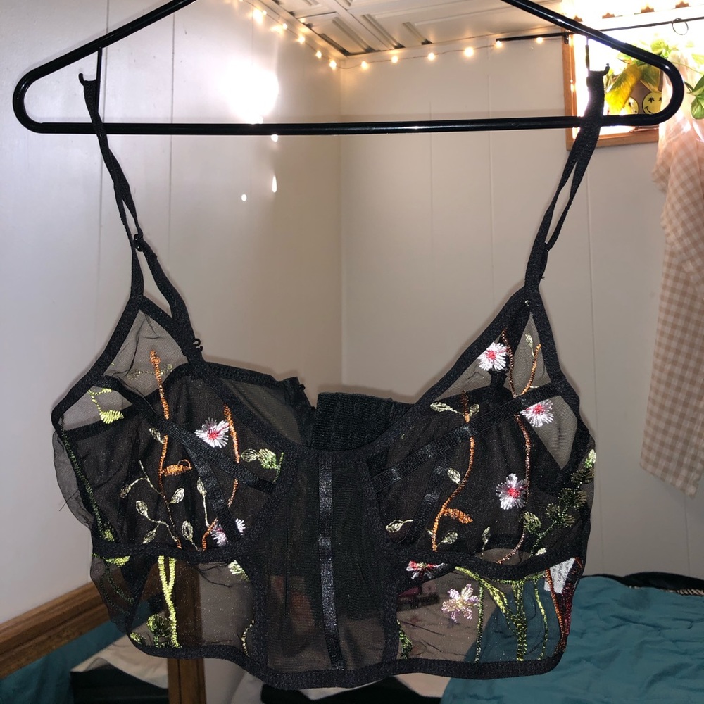 Floral embroidery bralette